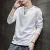 Spring and Autumn Men's long-sleeved T-shirt, a trendy base layer, two loose and casual large-sized tops, autumn hoodies Specification image